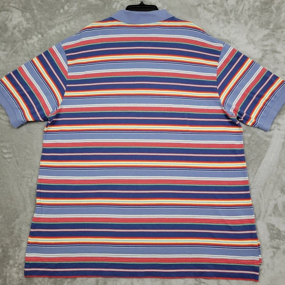Polo By Ralph Lauren Men's 2XB Big Colorful Striped Golf Polo Shirt 100% Cotton